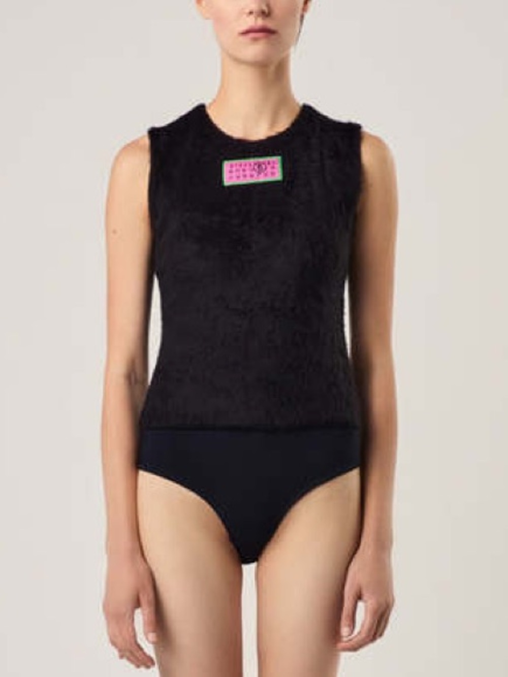 Maison Martin Margiela MM6 Faux Fur Fuzzy Sleeveless Bodysuit Sz XS